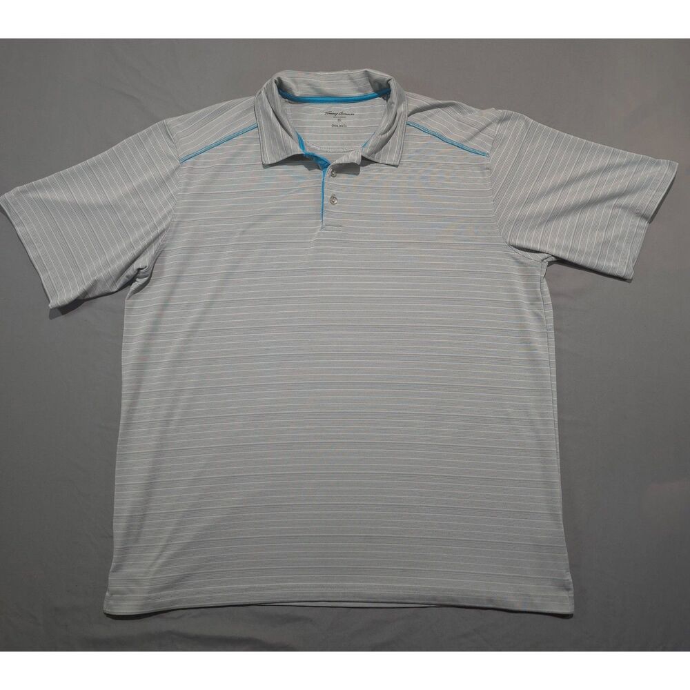 Tommy Armour Mens XXL Gray Striped Golf Polo Shirt Dri-Logic Short Sleeve
